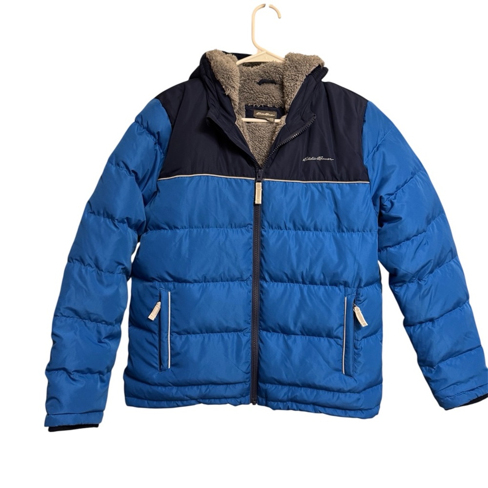 Eddie Bauer Kids Two-Tone Blue Puffer Jacket With Hood